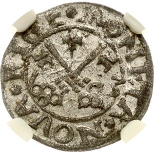 Livonia Schilling 1563 Riga NGC AU 58