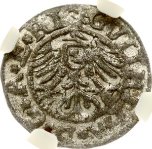 Livonia Schilling 1563 Riga NGC AU 58