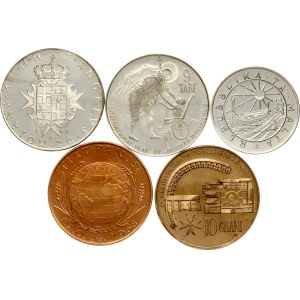Malta Order 2 Tarì - 2 Pounds 1968-1981 Lot of 5 coins