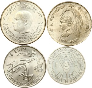 Nepal 10 Rupees 2025 (1968) FAO with Coins of Different Countries Lot of 4 coins