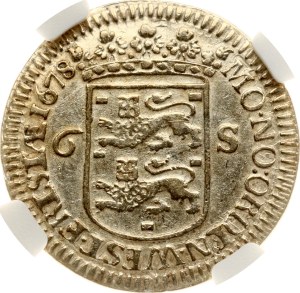 Netherlands West Friesland 6 Stuivers 1678 NGC AU DETAILS