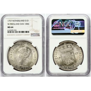 Netherlands West Friesland Silver Ducat 1757 NGC MS 64
