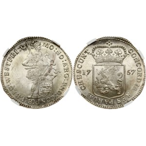 Netherlands West Friesland Silver Ducat 1757 NGC MS 64
