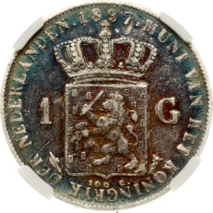 Netherlands 1 Gulden 1897 NGC XF DETAILS