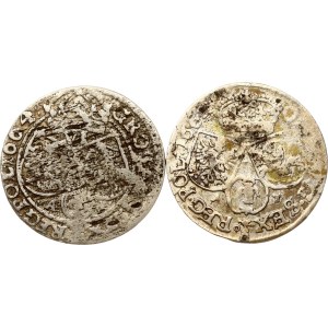 Poland Szostak 1662 AT & 1664 AT Lot of 2 coins