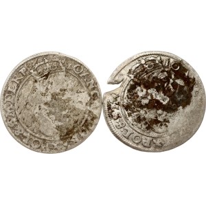Polen Szostak 1663 AT &amp; 1666 AT Lot von 2 Münzen