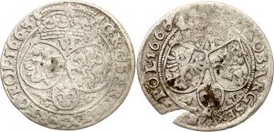 Poland Szostak 1663 AT & 1666 AT Lot of 2 coins