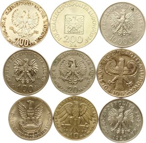 Poland 10 - 10000 Zlotych 1965-1990 Lot of 9 coins