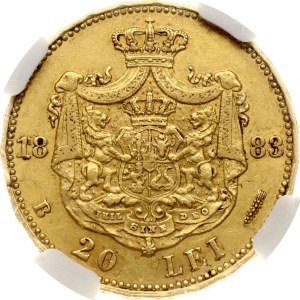 Romania 20 Lei 1883 B NGC AU 58