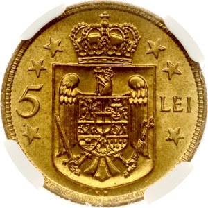 Romania 5 Lei 1930 KN NGC MS 65