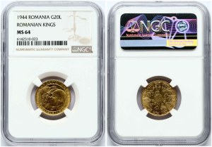 Romania 20 Lei 1944 Romanian Kings NGC MS 64