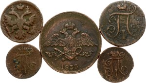 Russia Denga - 5 Kopecks 1737 - 1833 Lot of 5 coins