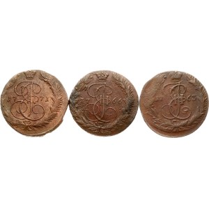 Russia 5 Kopecks 1763 ЕМ - 1771 EM Lot of 3 coins