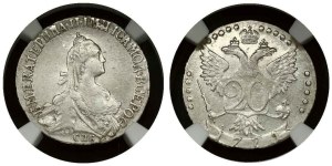 Russia 20 Kopecks 1771 СПБ-TI NGC AU 53