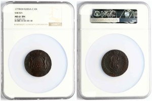 Russia Siberian 10 Kopecks 1779 КМ NGC MS 61 BN