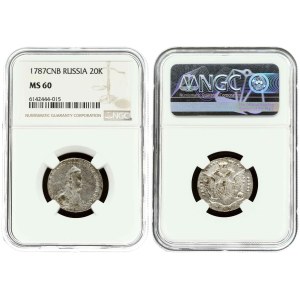 Russia 20 Kopecks 1787 СПБ NGC MS 60