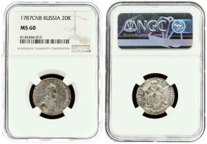 Russia 20 Kopecks 1787 СПБ NGC MS 60