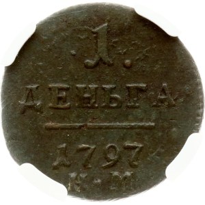 Russia Denga 1797 КМ (R1) NGC AU 53 BN