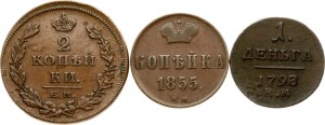 Russia Denga - 2 Kopecks 1798-1855 Lot of 3 coins
