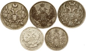 Russia 5 & 10 Kopecks 1839-1898 Lot of 5 coins