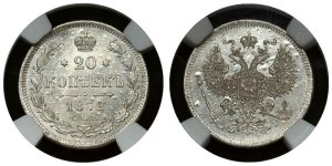 Russia 20 Kopecks 1872 СПБ-HI NGC MS 62