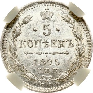 Russia 5 Kopecks 1875 СПБ-HI NGC MS 64