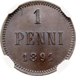 Russia For Finland 1 Penni 1891 NGC MS 63 BN