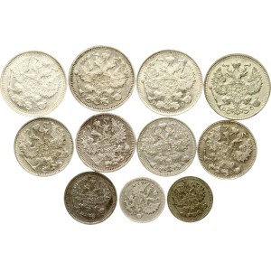 Russia 5 - 20 Kopecks 1893-1916 Lot of 11 coins