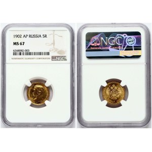 Russia 5 Roubles 1902 (AP) NGC MS 67
