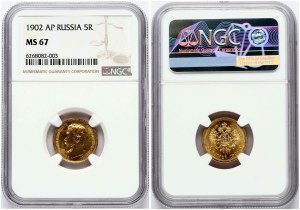 Russia 5 Roubles 1902 (AP) NGC MS 67