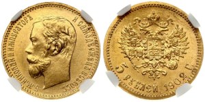 Russia 5 Roubles 1902 (AP) NGC MS 66