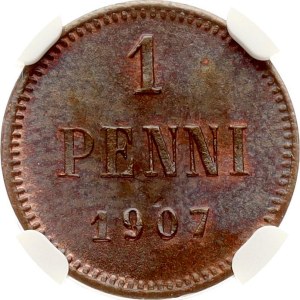 Russia For Finland 1 Penni 1907 NGC MS 64 BN