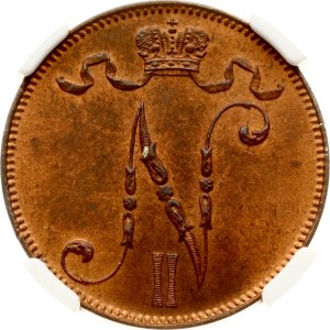 Russia For Finland 5 Pennia 1908 NGC MS 64 RB