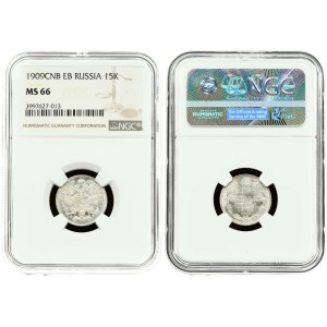 Russia 15 Kopecks 1909 СПБ-ЭБ NGC MS 66