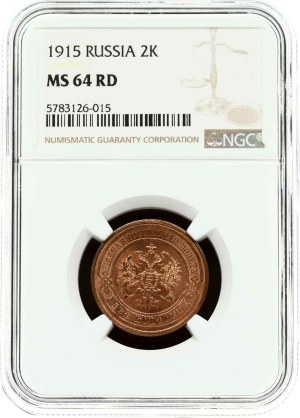 Russia 2 Kopecks 1915 NGC MS 64 RD