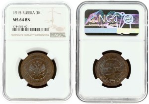 Russia 3 Kopecks 1915 NGC MS 64 BN