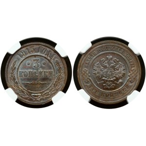 Russia 3 Kopecks 1915 NGC MS 64 BN