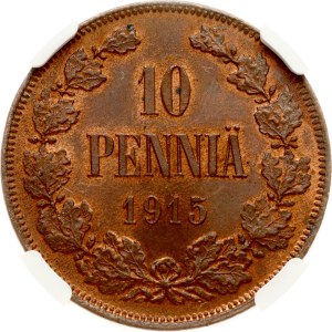 Russia For Finland 10 Pennia 1915 NGC MS 64 BN
