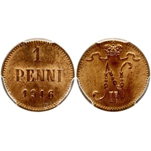 Russia For Finland 1 Penni 1916 PCGS MS 64RD