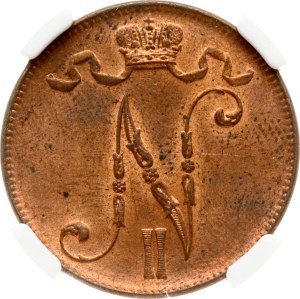 Russia for Finland 5 Pennia 1917 NGC MS 63 RB