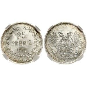 Russia For Finland 25 Pennia 1917 S NGC MS 66