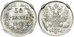 Russia For Finland 50 Pennia 1917 S NGC MS 65