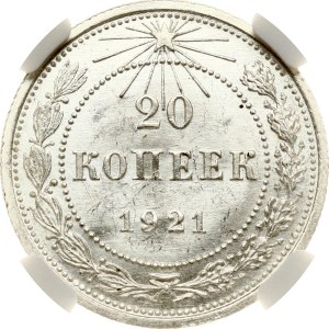 Russia RSFSR 20 Kopecks 1921 NGC MS 64