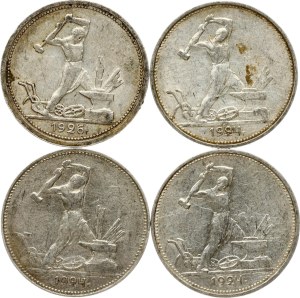 Russia USSR 50 Kopecks 1924 & 1926 Lot of 4 coins