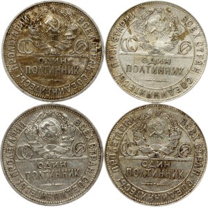 Russia USSR 50 Kopecks 1924 & 1926 Lot of 4 coins