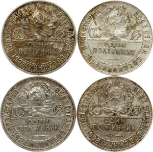 Russia USSR 50 Kopecks 1924 & 1926 Lot of 4 coins