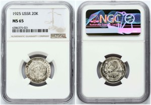 Russia USSR 20 Kopecks 1925 NGC MS 65