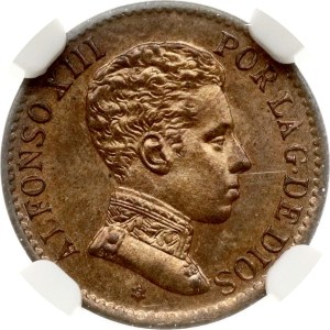 Spain 1 Centimo 1906 S M V NGC MS 65 RB TOP POP