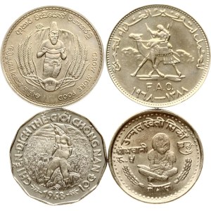 Sudan 25 Qirsh 1388 (1968) FAO with Coins of Different Countries Lot of 4 coins