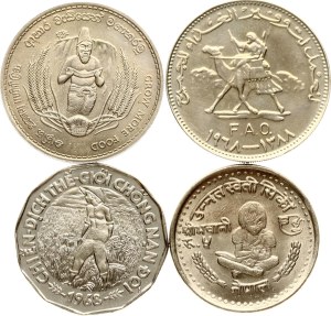 Sudan 25 Qirsh 1388 (1968) FAO with Coins of Different Countries Lot of 4 coins